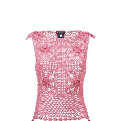 Andreeva Dust Rose Handmade Crochet Top In Pink