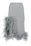 ANDREEVA GREY KNIT SKIRT WITH FEATHERS