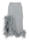 Andreeva Grey Knit Skirt With Feathers In Grey