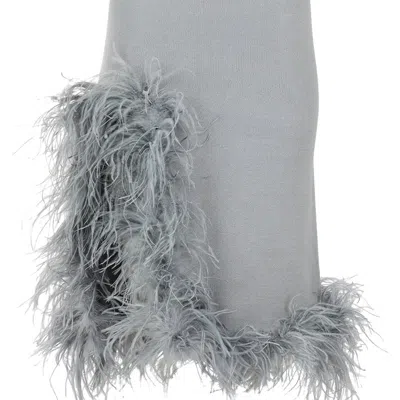 ANDREEVA GREY KNIT SKIRT WITH FEATHERS