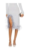 Andreeva Grey Knit Skirt With Feathers In 그레이