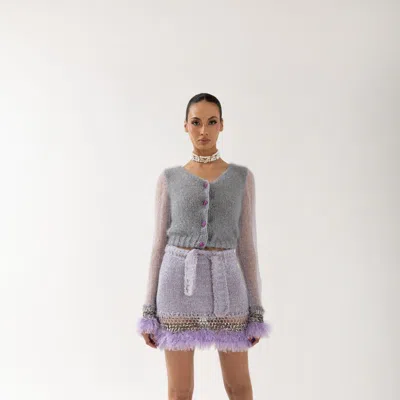 Andreeva Grey Handmade Cashmere Knit Cardigan
