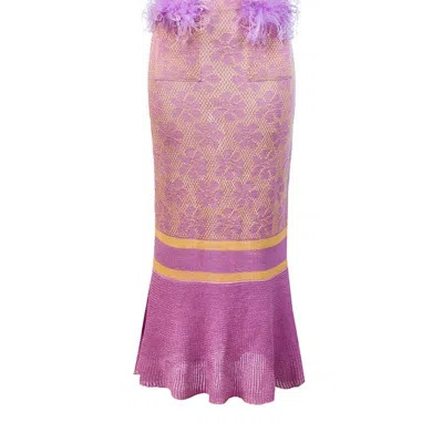 Andreeva Lavender Knit Dress With Feathers Details In Purple