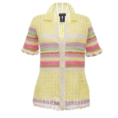 Andreeva Multicolor Handmade Crochet Shirt In Yellow