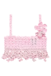 Andreeva Pink Vanilla Handmade Crochet Top In Pink