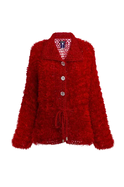 Andreeva Red Monroe Handmade Knit Cardigan