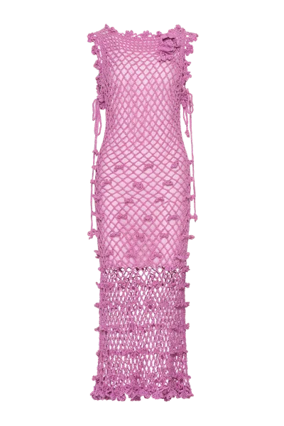 Andreeva Sofia Handmade Knit Dress In Pink