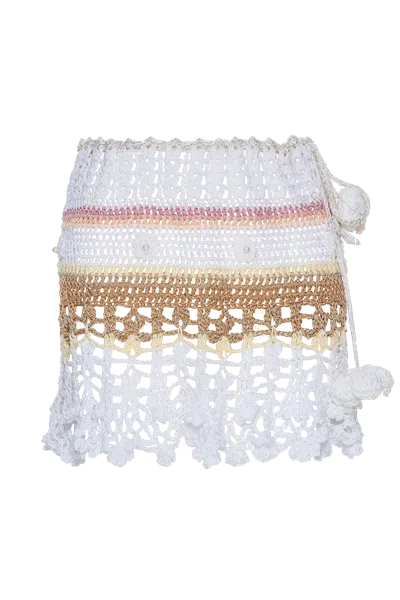 Andreeva Vanilla Multicolor Handmade Crochet Skirt In Multi Color