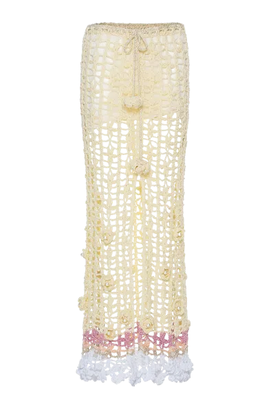 Andreeva Vanilla Multicolor Handmade Crochet Skirt In Multi Color
