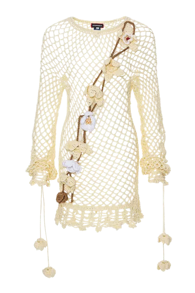 Andreeva Vanilla Multicolor Handmade Crochet Top-dres In Beige