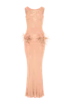 Andreeva Vanilla Apricot Knit Dress With Feathers In Beige