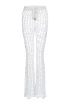 Andreeva Women's White Vanilla Handmade Crochet Pants In White