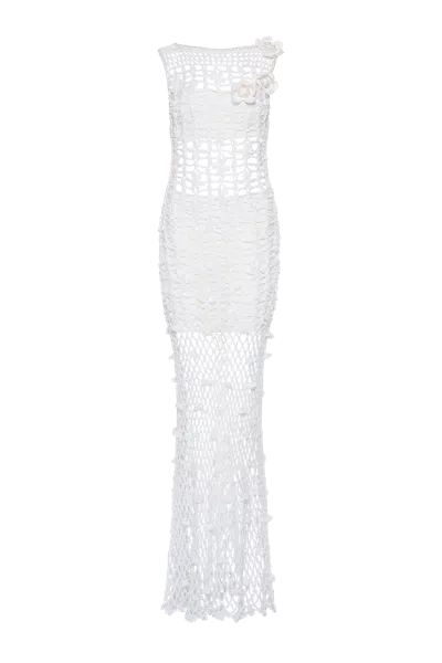 Andreeva White Vanilla Handmade Maxi Crochet Dress