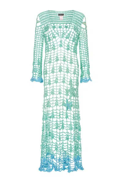 Andreeva Women's Aqua Marine Handmade Maxi Cover-up & Dress In Green