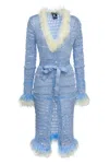 Andreeva Baby Blue Rose Handmade Knit Dress-cardigan In Blue