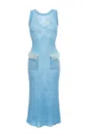 Andreeva Blue Rose Knit Dress In Blue