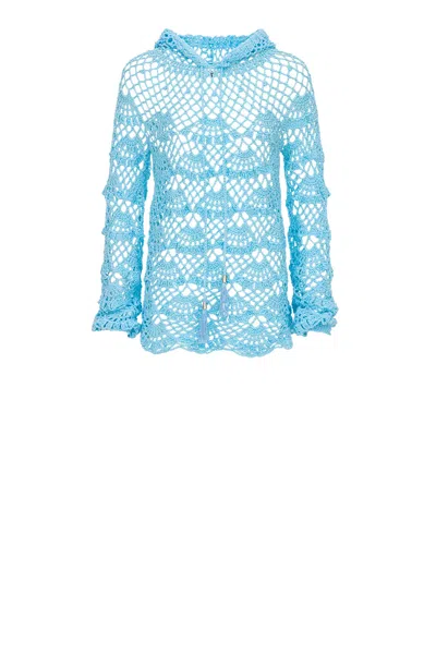 Andreeva Women's Blue Aqua Marine Handmade Crochet Hoodie