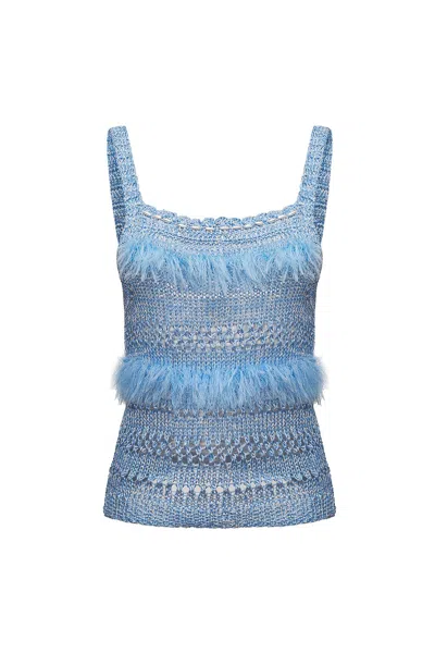 Andreeva Women's Blue Handmade Knit Top