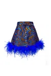 Andreeva Women's Blue Marilyn Skirt With Feathers Details In Blue