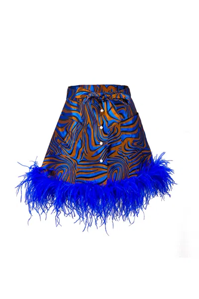 Andreeva Women's Blue Marilyn Skirt With Feathers Details