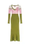 Andreeva Women's Chrysanthemum Green Knit Dress With Swarovski Details In Green