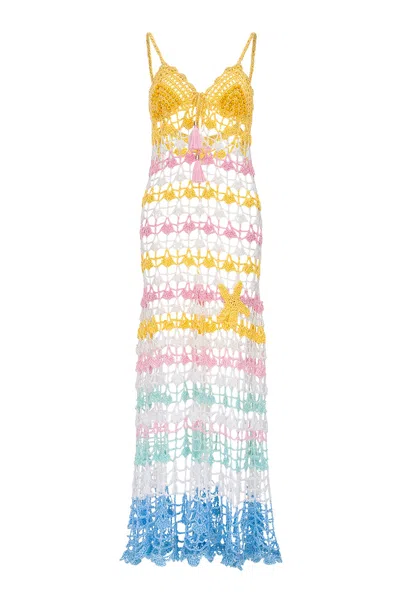 Andreeva Women's Flower Marine Handmade Maxi Crochet Dress In Multi