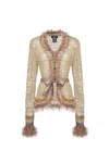 Andreeva Brown Handmade Knit Cardigan In Gold/brown
