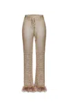 Andreeva Women's Gold / Brown Brown Handmade Knit Pants In Gold/brown