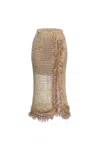 Andreeva Women's Gold / Brown Brown Handmade Knit Skirt Midi In Gold/brown