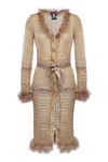 Andreeva Women's Gold / Brown Camila Brown Handmade Knit Cardigan-dress In Gold/brown