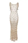 Andreeva Women's Gold Malva Metallic Handmade Crochet Maxi Dress In Gold