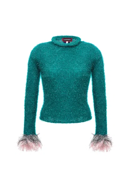 Andreeva Women's Green Emerald Handmade Knit Sweater