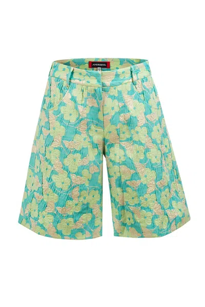 Andreeva Mint Jacquard Shorts In Green