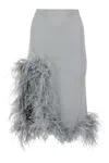 Andreeva Grey Knit Skirt With Feathers In Grey