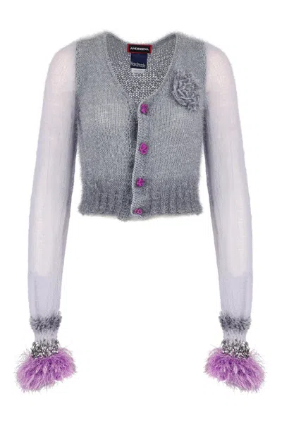 Andreeva Women's Grey / Silver Grey Handmade Cashmere Knit Cardigan In Grey/silver