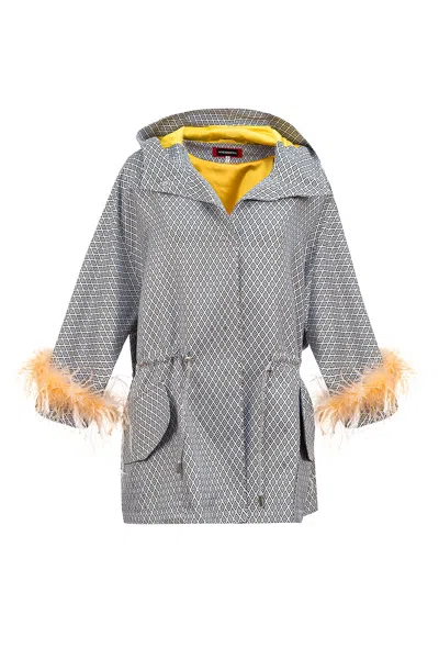 Andreeva Grey Parka With Detachable Feathers Cuffs