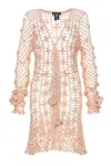 Andreeva Women's Neutrals / Rose Gold Peach Vanilla Handmade Crochet Midi Dress