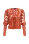 Andreeva Women's Orange / Brown / Red Chrysanthemum Terracotta Handmade Crochet Cardigan In Multi