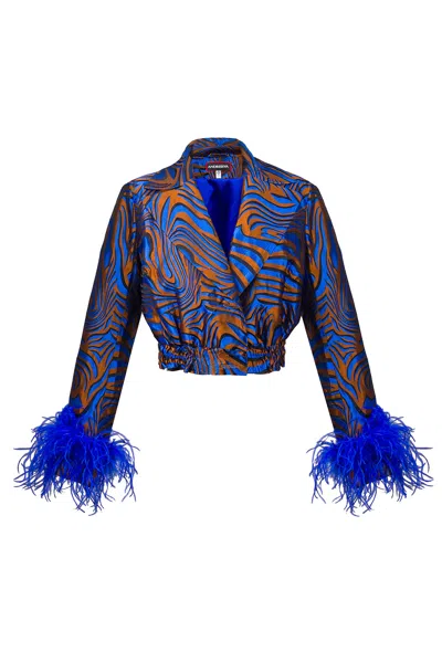 Andreeva Blue Marilyn Jacket With Feathers In Pink/purple