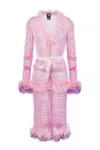 ANDREEVA WOMEN'S PINK / PURPLE MONROE PINK HANDMADE KNIT CARDIGAN-DRESS WITH BELT