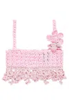 Andreeva Pink Vanilla Handmade Crochet Top In Pink/purple