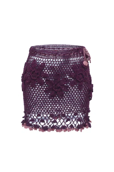 Andreeva Women's Pink / Purple Violet Handmade Crochet Mini Skirt In Pink/purple