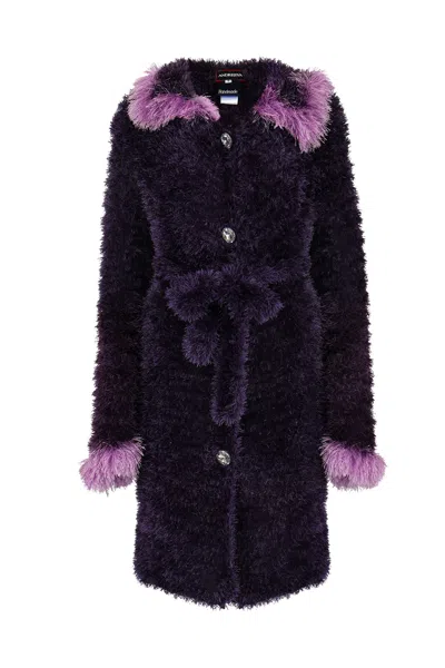 Andreeva Women's Pink / Purple Violet Handmade Knit Cardigan In Pink/purple