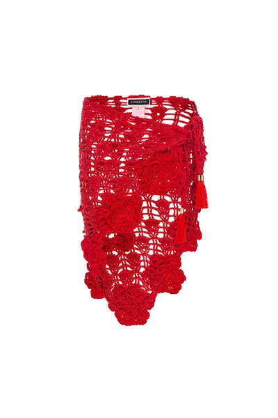 Andreeva Women's Red Cherry Handmade Crochet Cover-up
