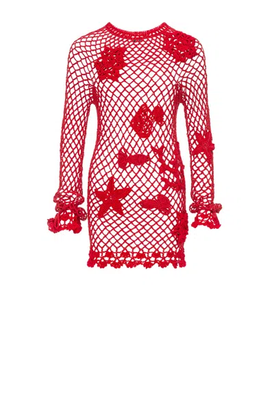 Andreeva Women's Red Cherry Handmade Crochet Top & Cover-up