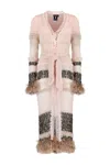 ANDREEVA WOMEN'S ROSE GOLD BABY PINK HANDMADE KNIT CARDIGAN-DRESS