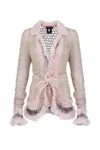 Andreeva Baby Pink Handmade Knit Short Cardigan In Rose Gold
