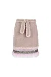 Andreeva Women's Rose Gold Rococo Baby Pink Handmade Knit Midi Skirt In Rose Gold