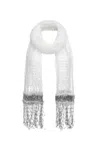 Andreeva White Cashmere Handmade Knit Scarf In White