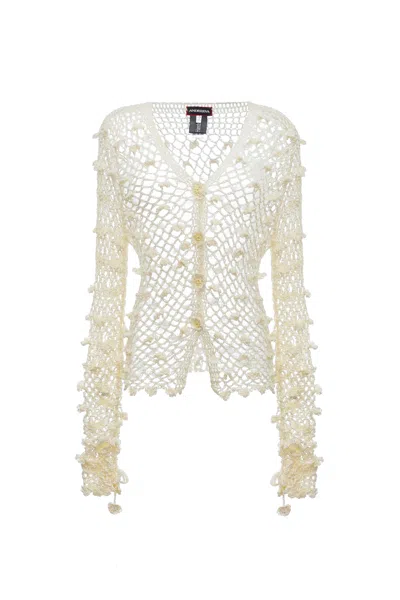 Andreeva Women's White Handmade Crochet Shirt